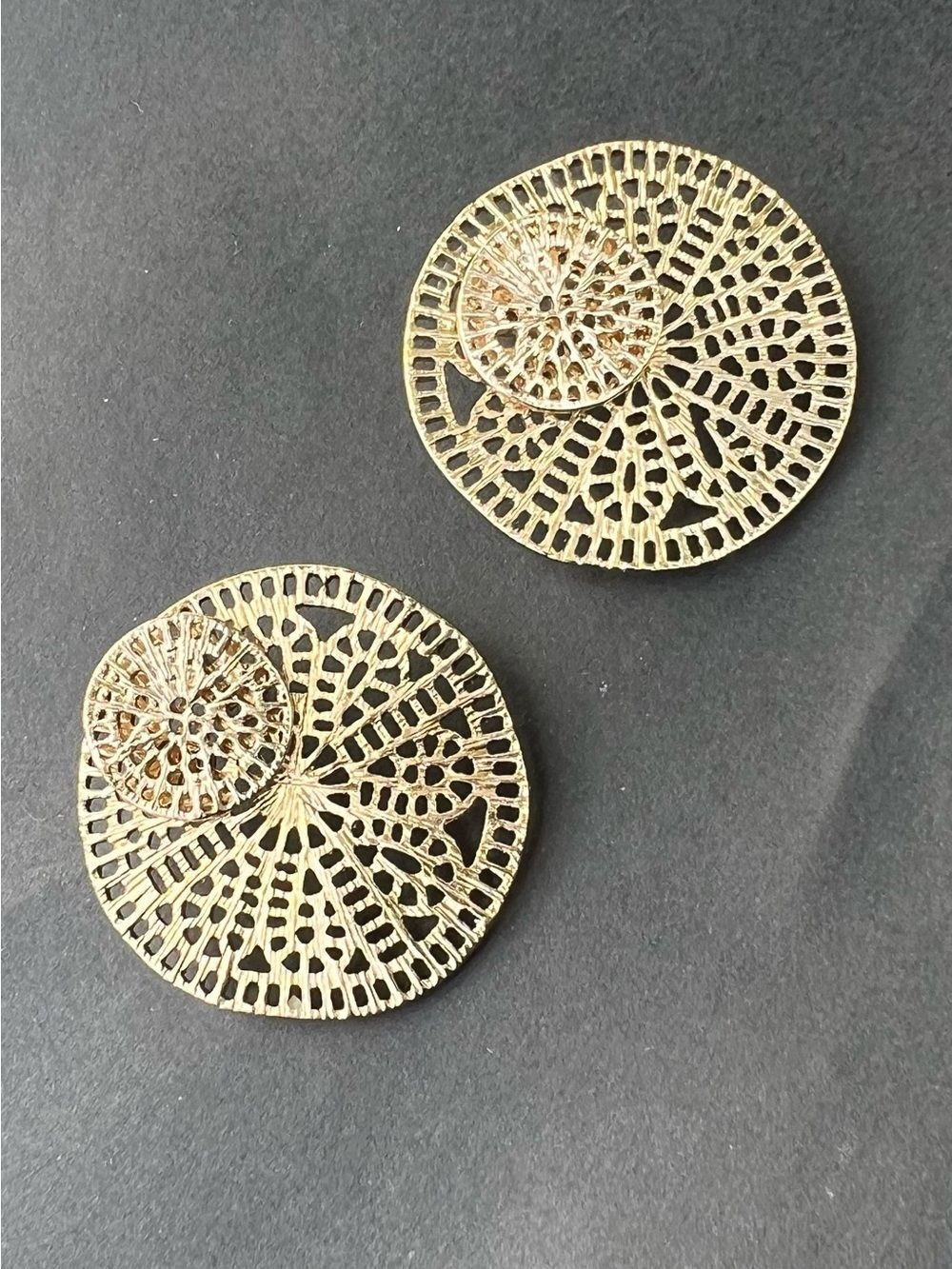 Gold Filigree Circle Drop Earrings - Elegant Lightweight Women's Jewelry